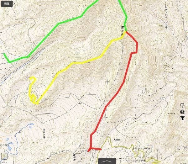 茅ヶ岳のルートマップ