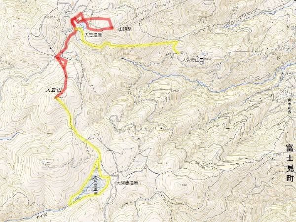 入笠山の登山コース地図MAP
