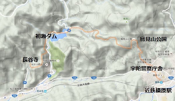 奈良ハイキング、明日香コースマップ地図