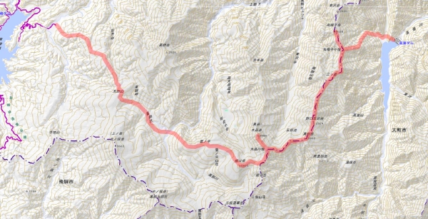 北アルプス横断コースマップ